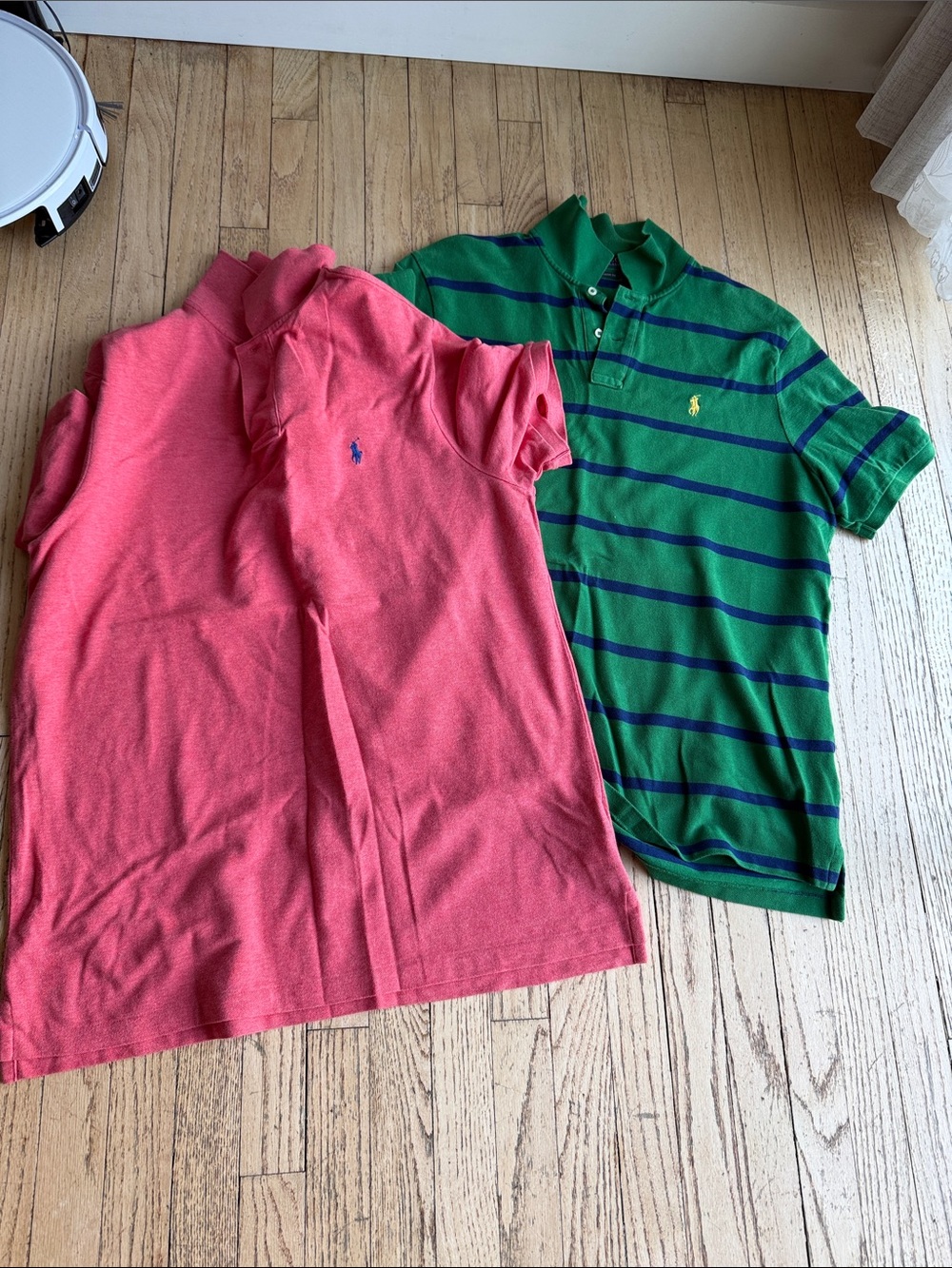 Polo by Ralph Lauren  Polo Pair - Coral Pink & Kelly Green Striped